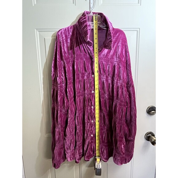 BiBi Love The Drama Hibiscus Purple Velvet Blouse XL - Picture 9 of 11